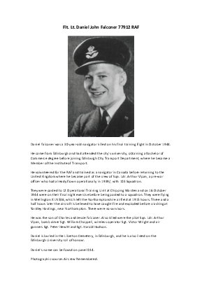 A preview of a PDF biography for Falconer, Daniel John